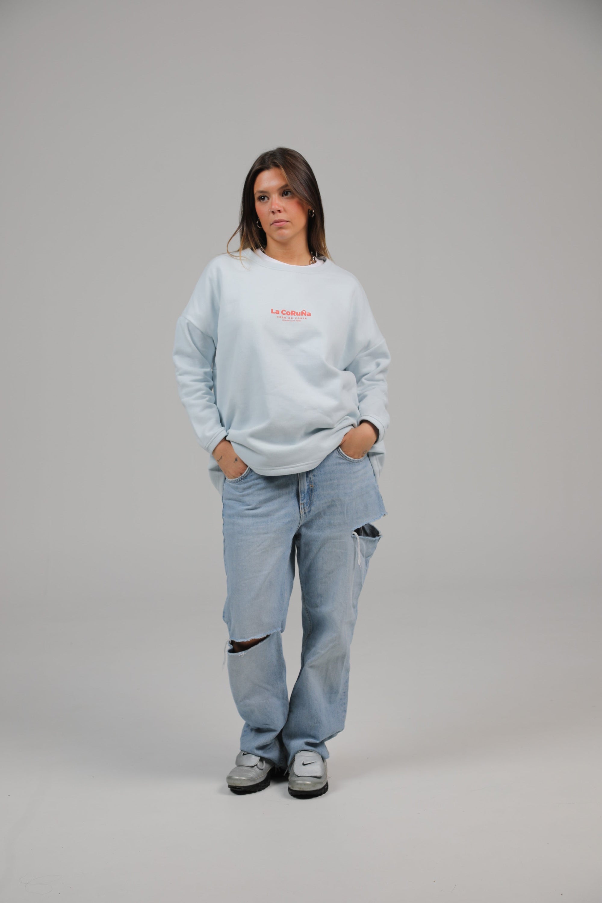 SUDADERA LA CORUÑA SIN CENEFA CELESTE/CORAL